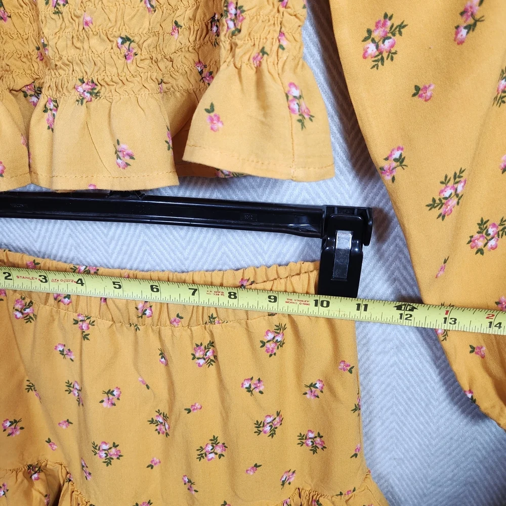 Btween Girls 8 Floral Yellow With Pink Two-Piece Set Top And Skirt - Picture 7 of 11